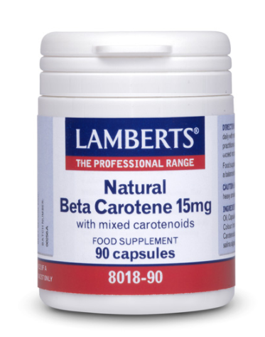 Lamberts Natuurlijk b&egrave;ta-caroteen 15 mg met mengsel van caroteno&iuml;den 90 capsules