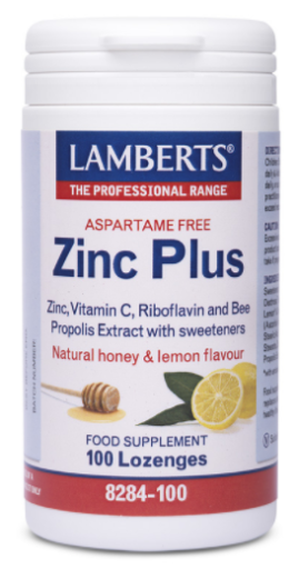 Lamberts Zinc Plus met vit c, propolis extract, riboflavine en honing 100 kauwtabletten