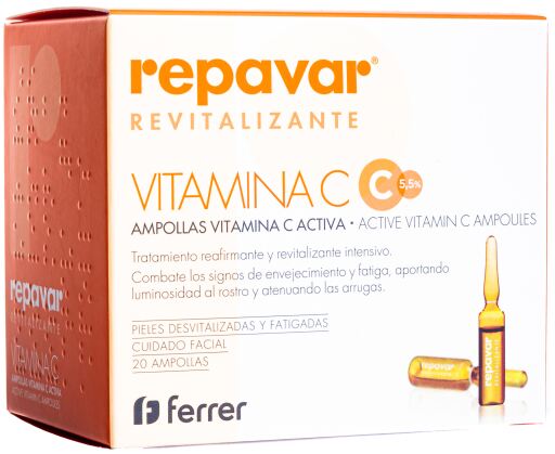 Repavar Revitaliserende Ampullen met Vitamine C 20 Eenheden