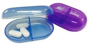 Anota Pocket Pillendoosje 2 Shots 6.5x4x2 cm Lila+Blauw 2 Stuks