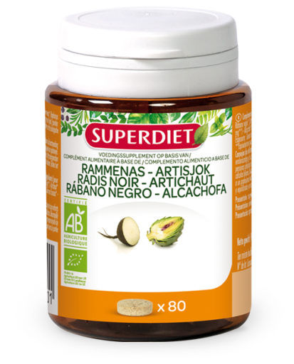 Superdiet Zwarte Radijs Artisjok Bio 80 Tabletten