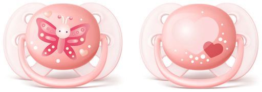 Ultrasoft Pink Soothers Versierd 0 tot 6 maanden 2 stks