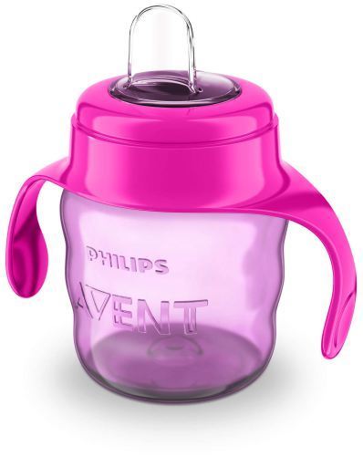 Kinderglas met roze zacht mondstuk 200 ml