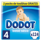 Droge baby maat 4 met 124 eenheden van 8 tot 14 kg + 128 doekjes