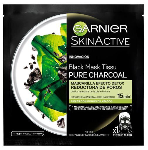 Garnier Skin Active Zwart Masker Tissu Pure Houtskool 28 gr