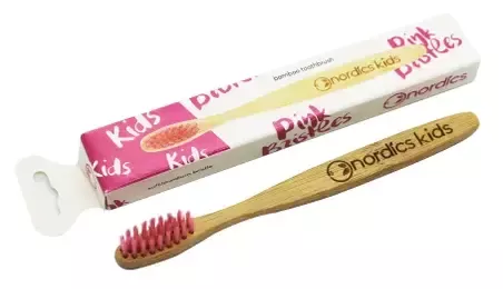 Roze bamboe kindertandenborstel