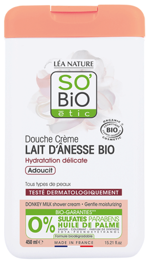 SO'BiO &eacute;tic Zachte hydraterende douchegel Ezelmelk 650 ml
