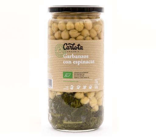 Carlota Organic Biologische kikkererwten met spinazie 720 gr