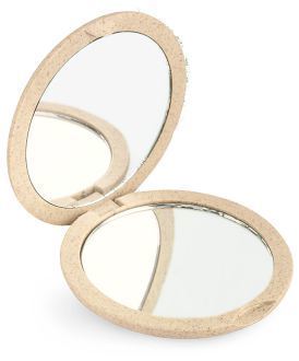 Beige opvouwbare dubbele handtas spiegel