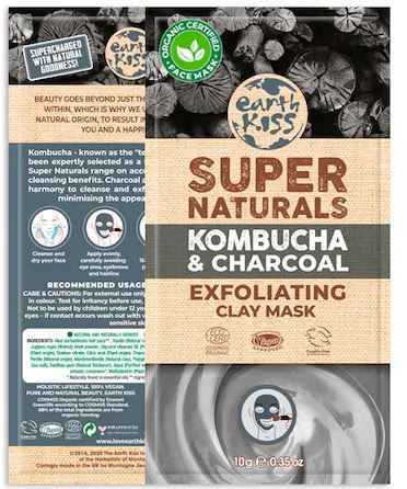 Earth Kiss Kombucha Houtskool en Klei Exfoli&euml;rend Masker 10 gr