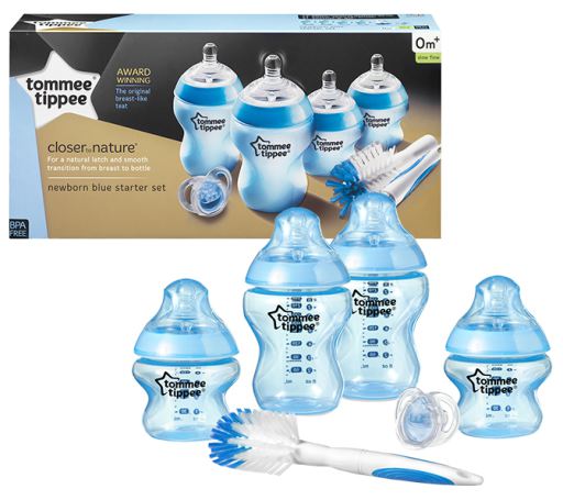 Tommee Tippee Closer to Nature 6-delige blauwe babyfles startset