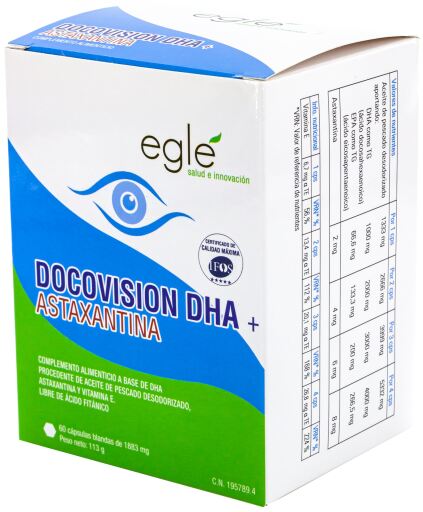 Egl&eacute; Docovision DHA + Astaxanthine 60 Capsules