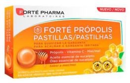 Fort&eacute; Pharma Propolis Honing voor het verzachten van de keel, Honingsmaak, 24 zuigtabletten