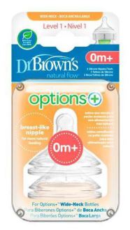 Opties Preemie Flow brede mond siliconen spenen 1 0M+ 2 stuks