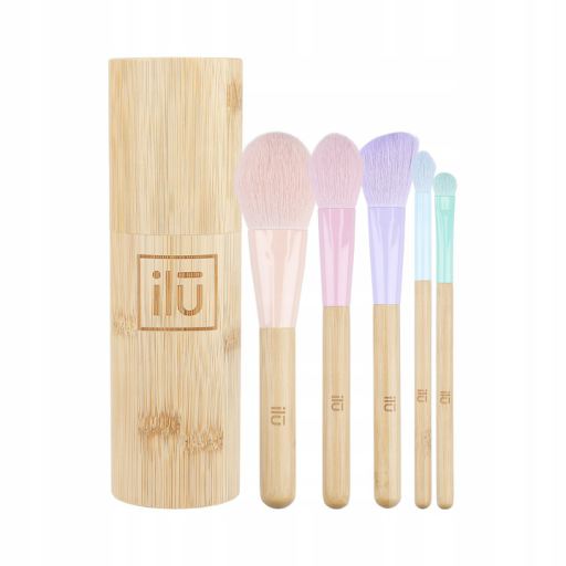 Ilu Set van 5 make-up kwasten + bamboe tube