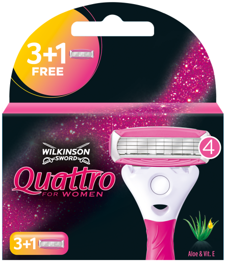 Wilkinson Wilkinson zwaard quattro voor dames gevoelige mesjes oplader 3 + 1