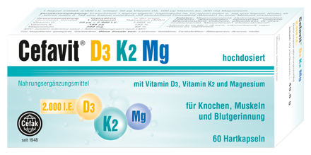 Cefak Cefavit Vitamine D3 + K2 + Mg 60 capsules