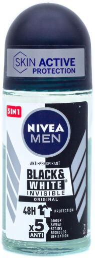 Nivea Deodorant Heren Zwart & Wit Onzichtbare Roll On 50 ml