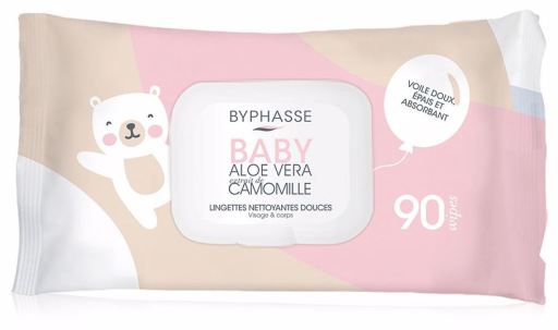 Byphasse Babyreinigingsdoekjes Alo&euml; Vera Kamille-extract 90 eenheden