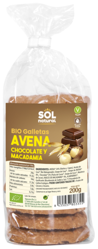 Sol Natural Bio Macadamia Chocolade Havermout Koekjes 200 gr