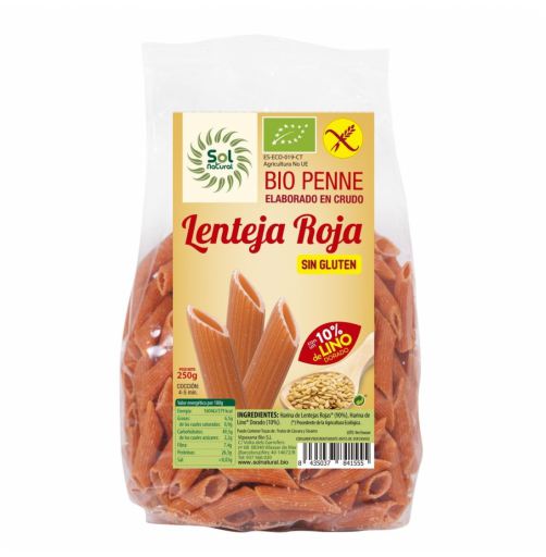 Rode Linzen Penne Pasta Met Vlas Bio Glutenvrij 250 gr