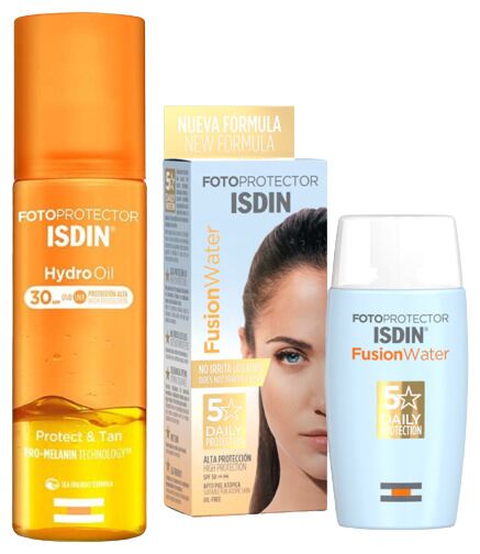 Isdin Fusion Water Zonnebrandcr&egrave;me SPF 50 50 ml + Hydro Oil SPF 30 200 ml