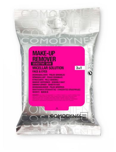Comodynes Make-up Remover veegt de gevoelige huid af