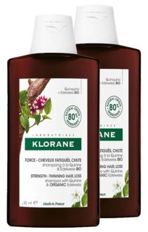 Klorane Verzwakte Shampoo met Kinine en Edelweiss Bio 2 x 400 ml