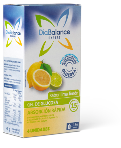 Diabalance Diabalance Expert Glucose Gel Limoen-Citroen Smaak 4 Stuks