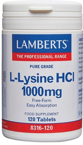 Lamberts L-Lysine HCI 1000 mg x 120 capsules