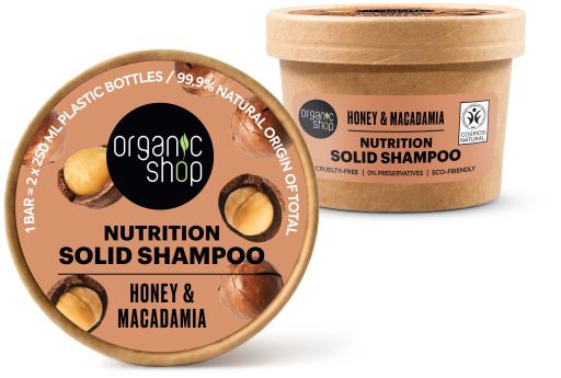 Organic Shop Honing en Macadamia Voedende Vaste Shampoo 60 gr