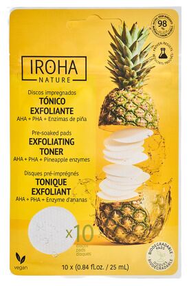 Iroha Nature Gezichtsschijven met exfoli&euml;rende en verlichtende toner 25 ml