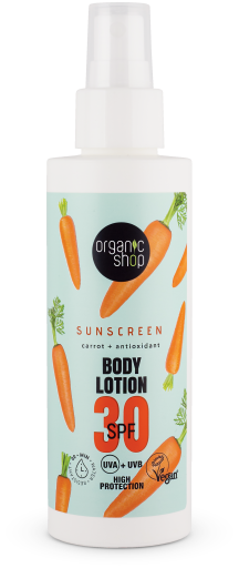 Organic Shop Zonnebrandcr&egrave;me Bodylotion met Wortel SPF 30 150 ml