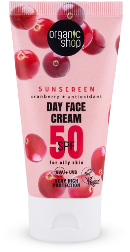Organic Shop Zonnebrandcr&egrave;me Cranberry Gezichtsdagcr&egrave;me SPF 50 50 ml