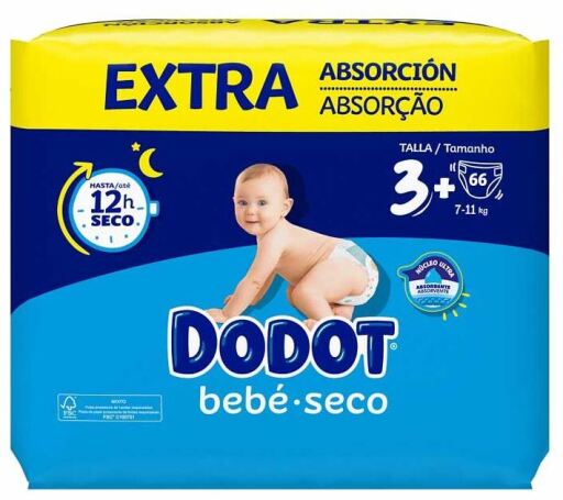 Dodot Droge babyluiers Extra Absorptie Maat 3 van 7 tot 11 kg 66 eenheden