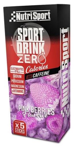 Nutrisport Drink Zero met Cafe&iuml;ne Roze Bessen 5 Sticks x 3,5 gr
