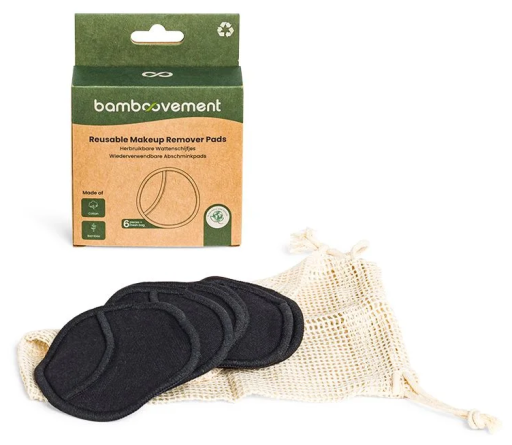 Bamboovement Bamboe Katoenen Make-up Remover Pads Zwart 6 Stuks