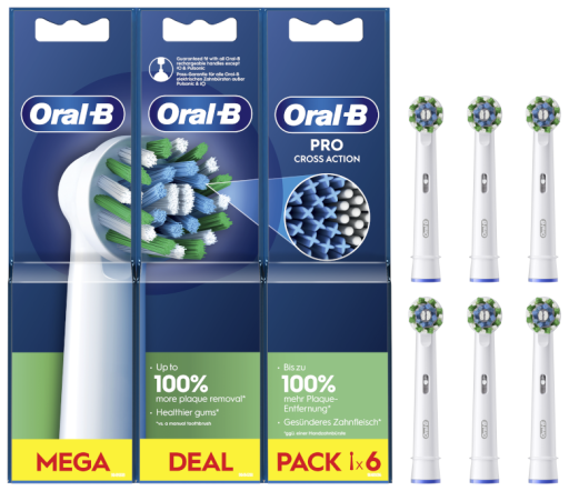 Oral-B CrossAction Cleanmaximiser-vervangingskoppen, pakket van 6 stuks