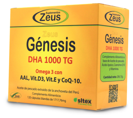 Suplementos Zeus Genesis Dha Tg 1000 mg Omega 3 60 capsules