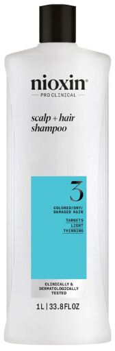 Nioxin Systeem 3 Shampoo voor geverfd en beschadigd haar met milde verzwakking