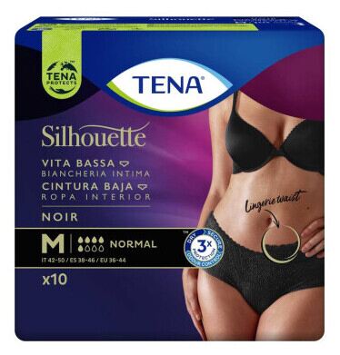 Tena Silhouette Low Waist Zwart Maat Medium 10 Stuks