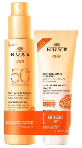 Nuxe Zonnespray Solar SPF 50 150 ml + After Sun Douche Shampoo 100 ml