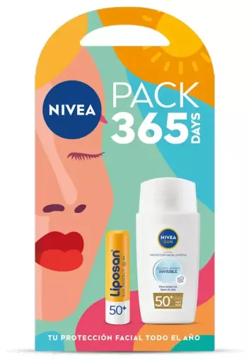 Nivea Sun Invisible Daily Fluid Spf50 + Liposan Spf50 Verpakking 2 Stuks