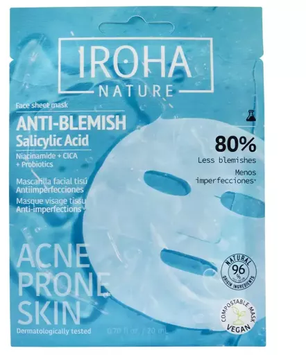 Iroha Gezichtsmasker tegen onzuiverheden, masker tegen imperfecties, 1 stuk