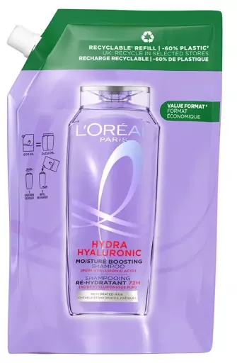Elvive Hydra Hyaluronic Shampoo 72 uur hydratatie navulling 500 ml