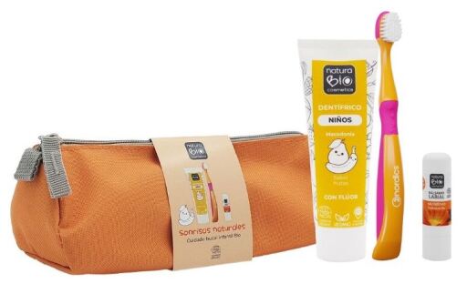 NaturaBIO Cosmetics Oranje kindermondhygi&euml;neset, 4 stuks
